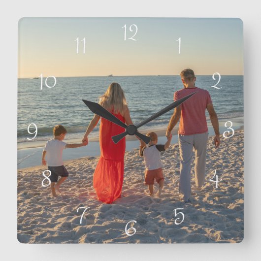 Custom Family Photo スクエア壁時計 (正面)