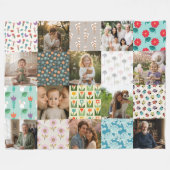 Custom Family Photo Blanket Collage Gift フリースブランケット (正面(横))