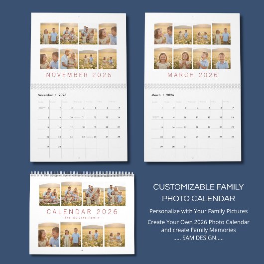 Custom Family Photo Calendar 2026 カレンダー