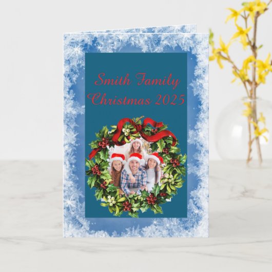 Custom Family Photo Christmas Card カード (黄色い花)