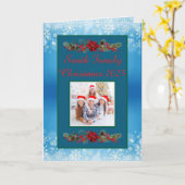 Custom Family Photo Christmas Card カード (黄色い花)