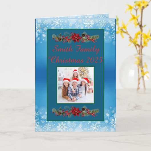Custom Family Photo Christmas Card カード (黄色い花)
