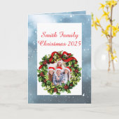 Custom Family Photo Christmas Card カード (黄色い花)