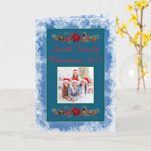 Custom Family Photo Christmas Card カード (黄色い花)