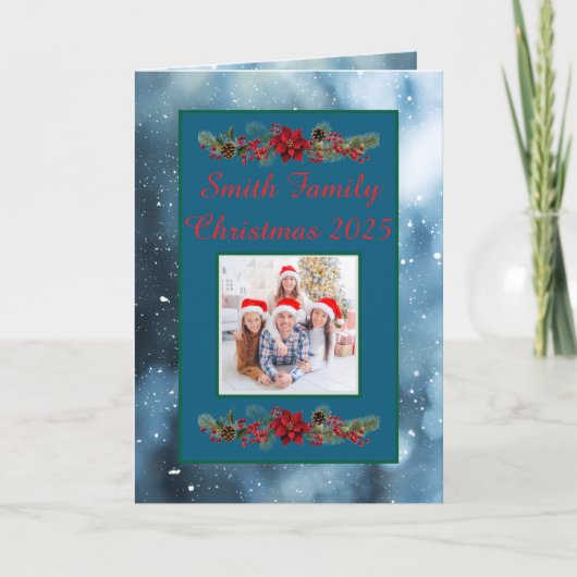 Custom Family Photo Christmas Card カード (正面)