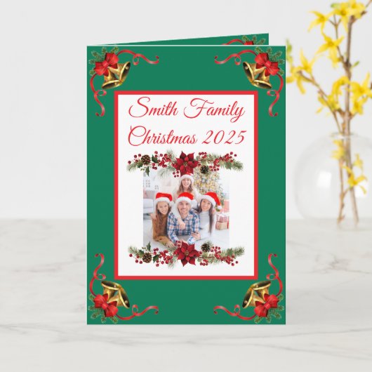 Custom Family Photo Christmas Card カード (黄色い花)