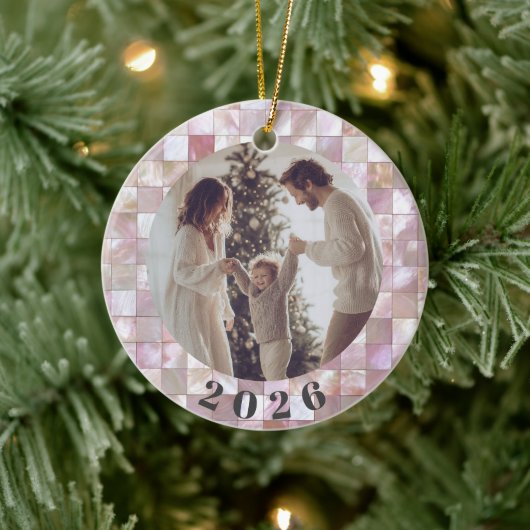 Custom Family Photo Christmas Ceramic Ornament  セラミックオーナメント (ツリー)