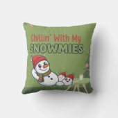 Custom Family Photo Christmas Pillow | Snowman Bac クッション (裏面)
