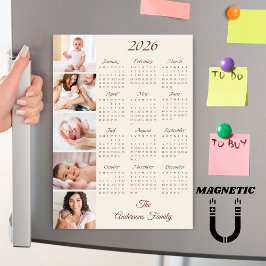 Custom Family Photo Collage 2026 Calendar Magnet