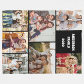 Custom Family Photo Collage Elegant Gift Black フリースブランケット (正面(横))