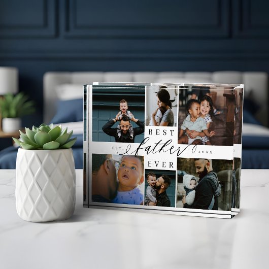 Custom Family Photo Collage Gift Best Father Ever フォトブロック