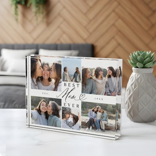 Custom Family Photo Collage Gift for Best Mom Ever フォトブロック