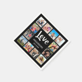 Custom Family Photo Collage Personalized Black スタンダードカクテルナプキン (角)