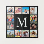 Custom Family Photo Collage Personalized Black タペストリー (正面)
