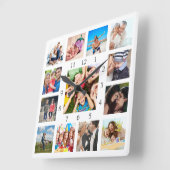 Custom Family Photo Collage Personalized White スクエア壁時計 (傾斜)