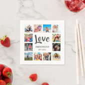Custom Family Photo Collage Personalized White スタンダードカクテルナプキン (インサイチュ)