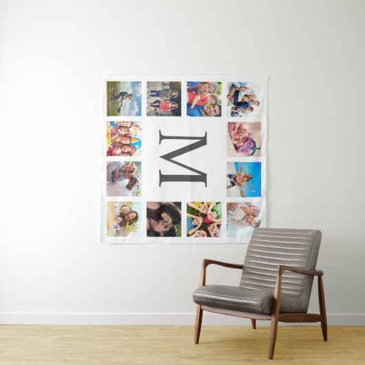 Custom Family Photo Collage Personalized White タペストリー (インサイチュ(横))
