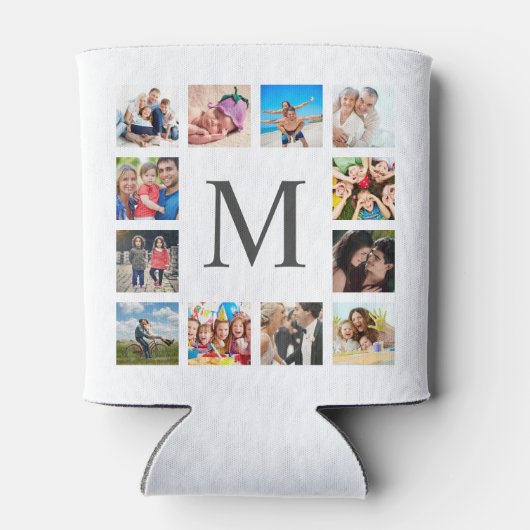 Custom Family Photo Collage Personalized White 缶クーラー (裏面)
