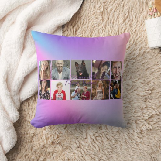 Custom Family Photo Collage Pillow クッション (ブランケット)