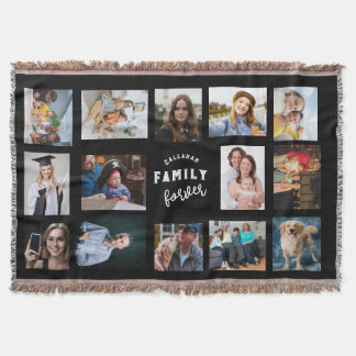 Custom Family Photo Collage Throw Blanket - 14 Pic スローブランケット