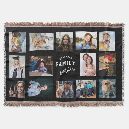 Custom Family Photo Collage Throw Blanket - 14 Pic スローブランケット (正面)