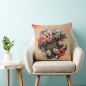 Custom Family Photo Collage Watercolor Throw Pillo クッション (椅子)