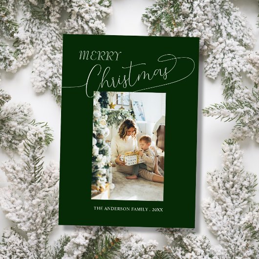 Custom family photo elegant merry christmas Card シーズンカード