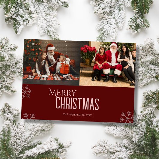Custom family photo elegant modern christmas Card シーズンカード
