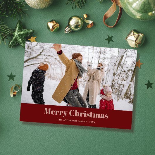 Custom family photo elegant modern christmas  Card シーズンカード