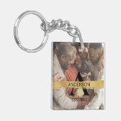 Custom Family Photo Gold Monogram Name Personalize キーホルダー (正面左)
