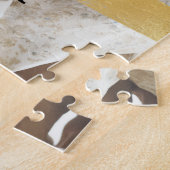 Custom Family Photo Gold Monogram Name Personalize ジグソーパズル (側面)