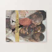 Custom Family Photo Gold Monogram Name Personalize ジグソーパズル (横)