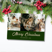 custom family photo green merry christmas Card シーズンカード