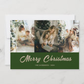 custom family photo green merry christmas Card シーズンカード (正面)