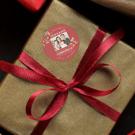 Custom Family Photo Holiday ラウンドシール