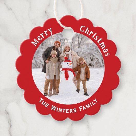 Custom Family Photo Merry Christmas Holiday フェイバータグ (正面)