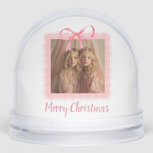 Custom Family Photo Merry Christmas Snow Globe (正面)