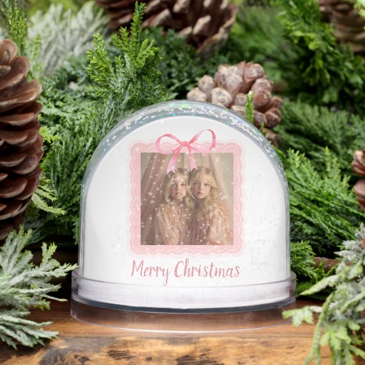 Custom Family Photo Merry Christmas Snow Globe (冬)