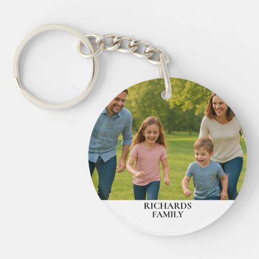 Custom Family Photo Name Keychain キーホルダー (正面)