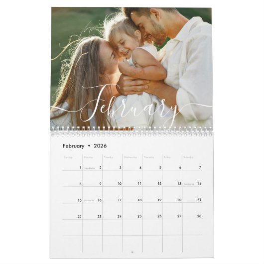 Custom Family Photo | Personalized 2026 カレンダー (2月 2026)