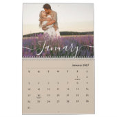 Custom Family Photo | Personalized Beige Taupe  カレンダー (1月 2027)