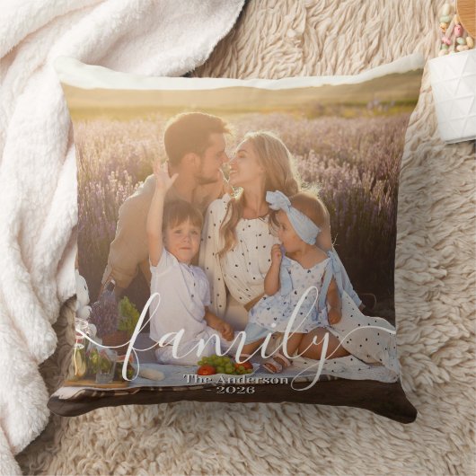 Custom Family Photo - Personalized Last Name  クッション (ブランケット)
