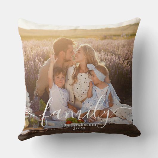 Custom Family Photo - Personalized Last Name  クッション (裏面)
