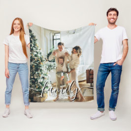 Custom Family Photo - Personalized Last Name  フリースブランケット