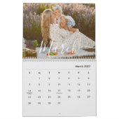 Custom Family Photo | Personalized Light Grey カレンダー (3月 2027)