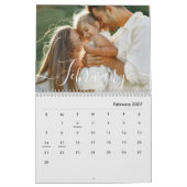 Custom Family Photo | Personalized Light Grey カレンダー (2月 2027)