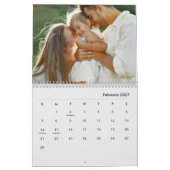 Custom Family Photo | Personalized Light Grey カレンダー (2月 2027)