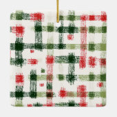 Custom Family Photo Red and Green Plaid Ornament セラミックオーナメント (裏面)