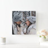 Custom Family Photo Square Wall Clock スクエア壁時計 (ホーム)