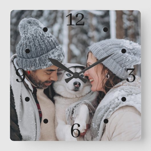 Custom Family Photo Square Wall Clock スクエア壁時計 (正面)